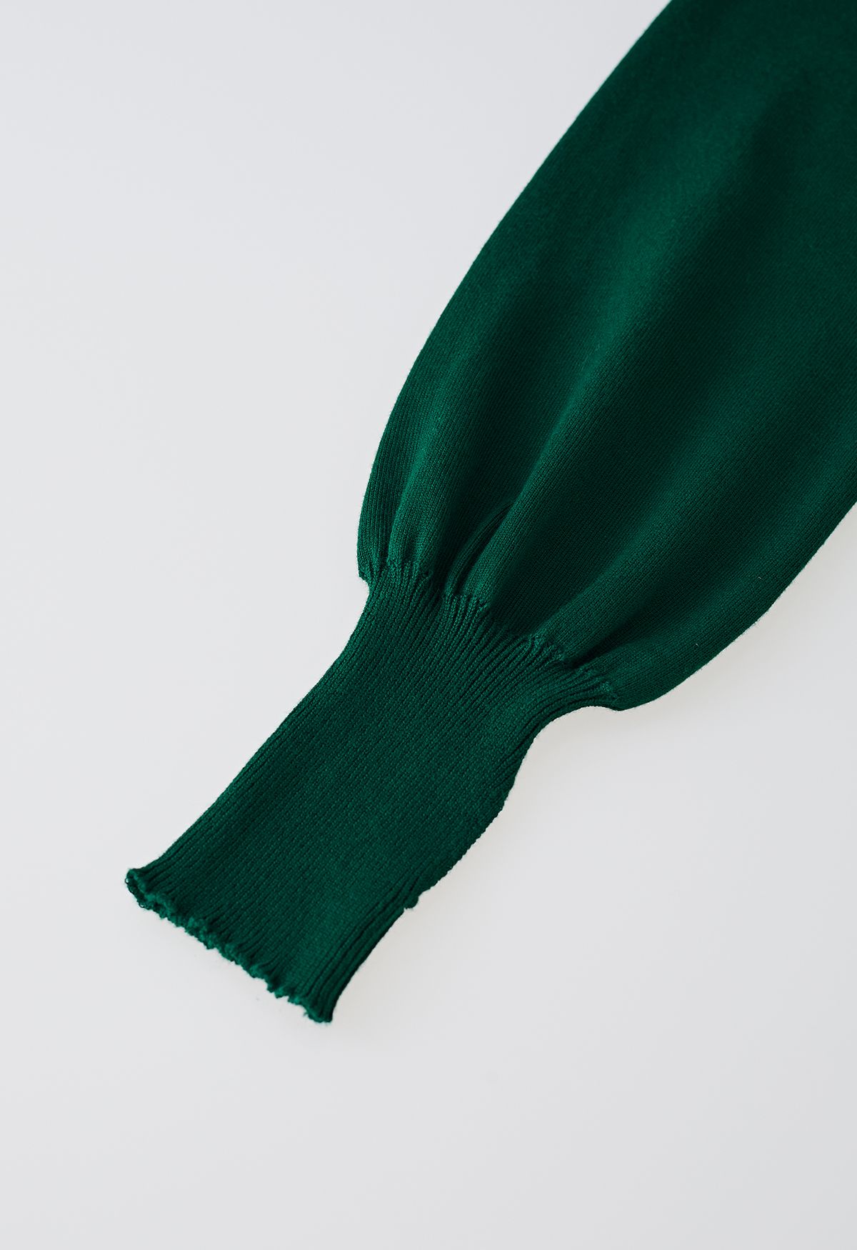 Haut en Tricot Slouchy à Col Roulé et Boutons Latéraux en Vert Foncé