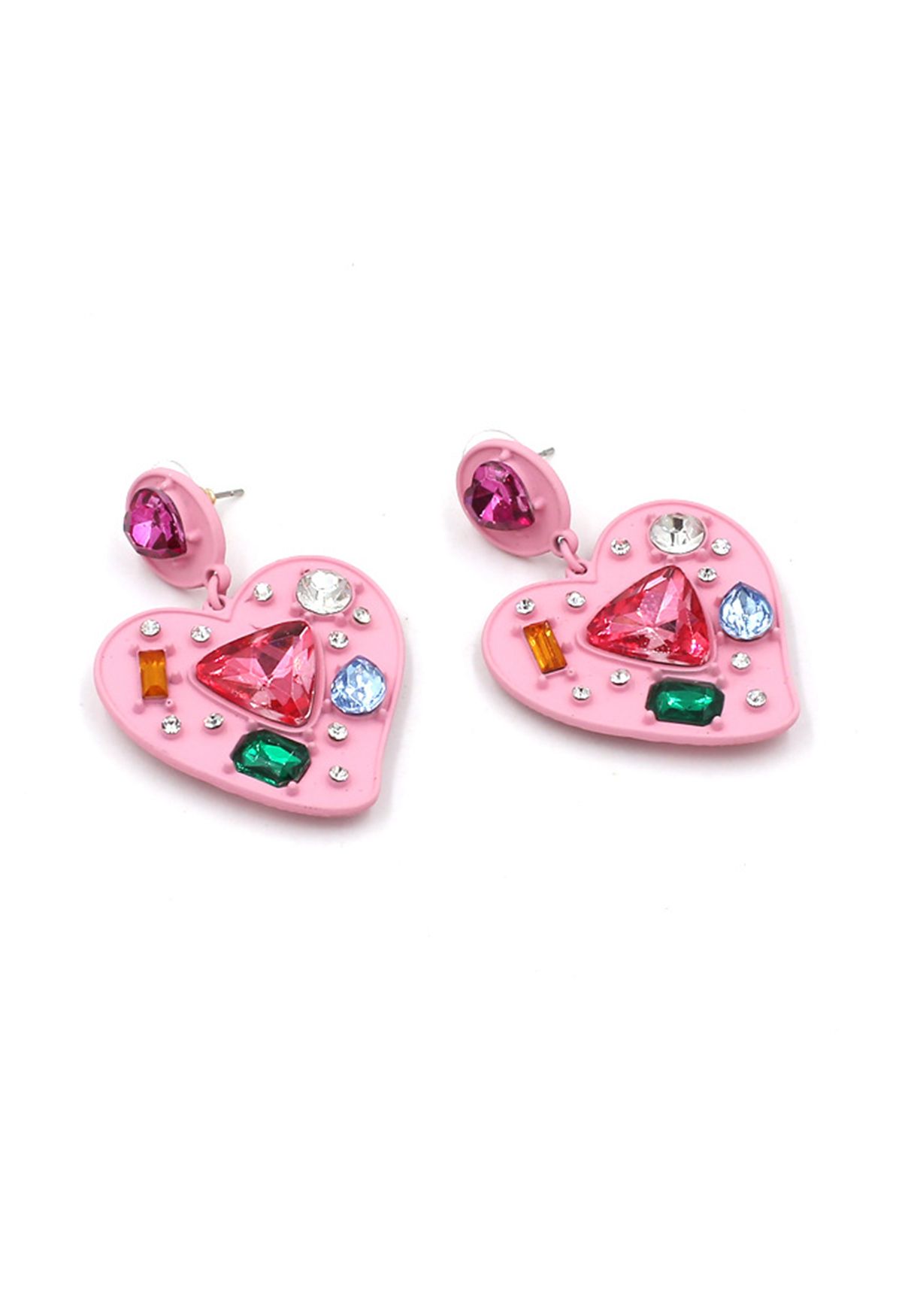 Boucles d'oreilles en cristal multicolore en forme de coeur en rose