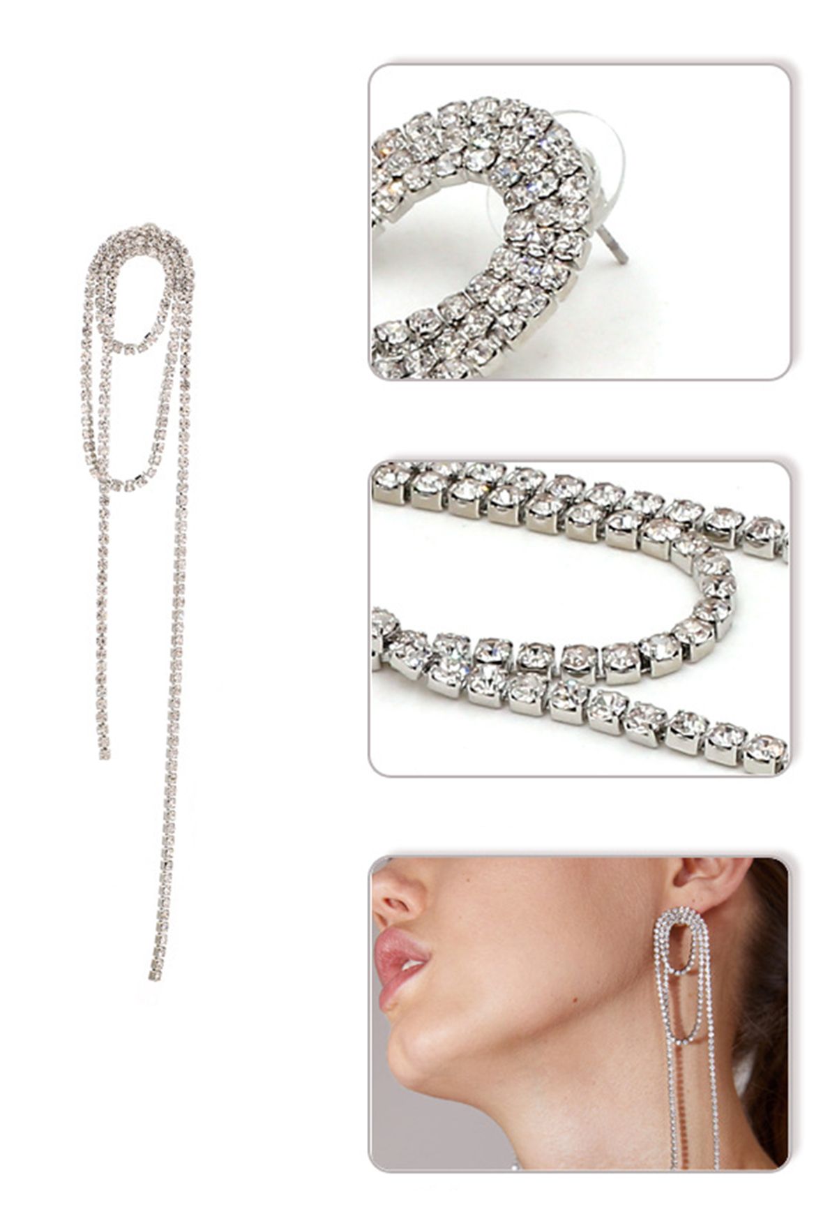 Somptueuses Boucles d'Oreilles Pendantes Full Diamond