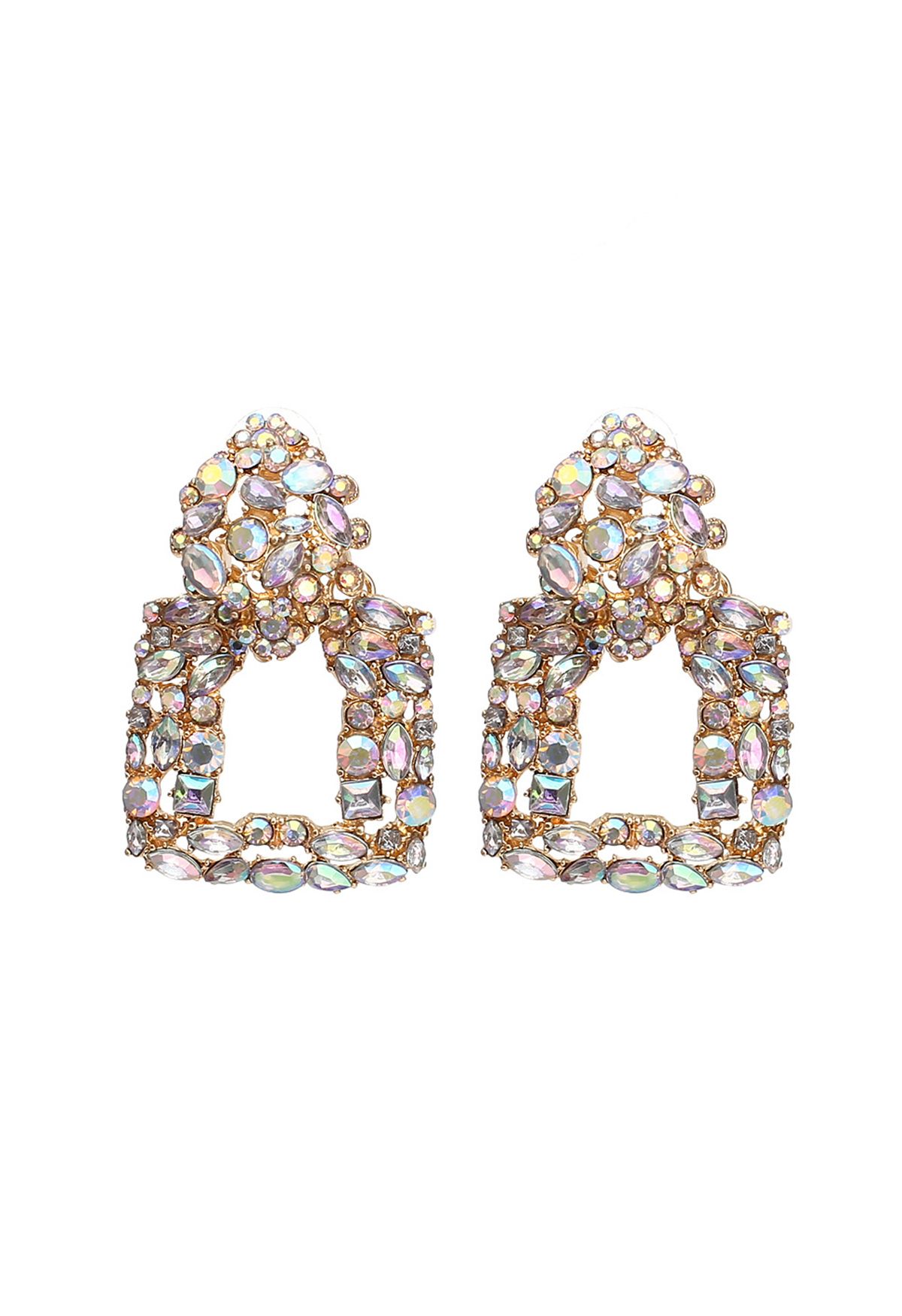 Boucles d'oreilles diamant brillant géométrique rétro