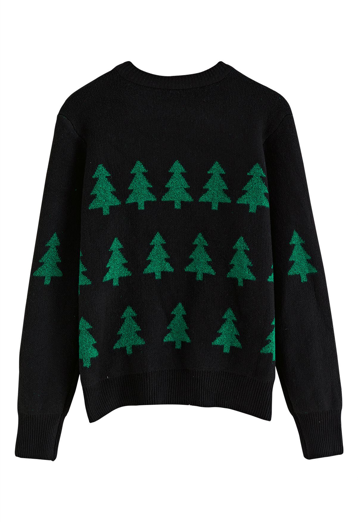 Pull en Tricot Sapin de Noël à Paillettes en Noir