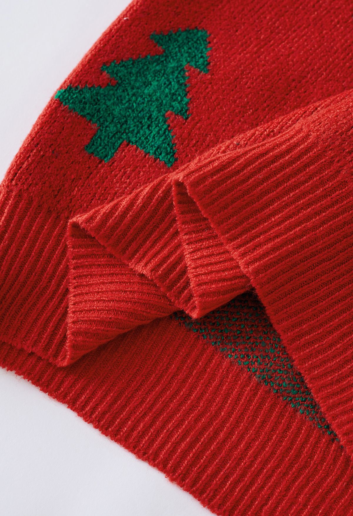 Pull en Tricot Sapin de Noël à Paillettes en Rouge