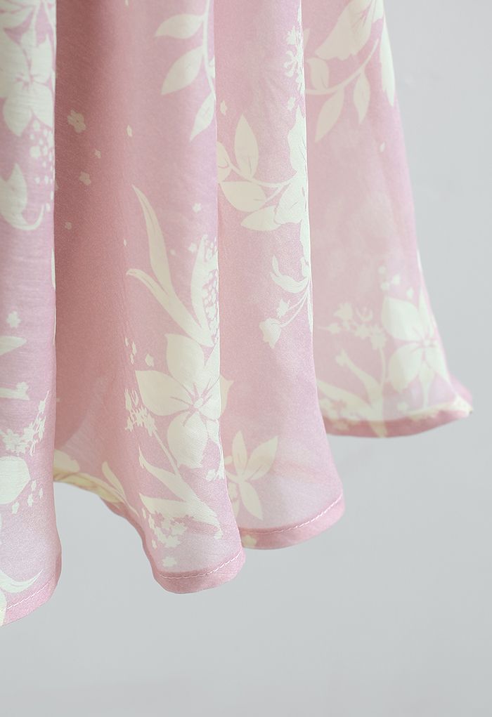 Robe fleurie rose à nouer dans le dos