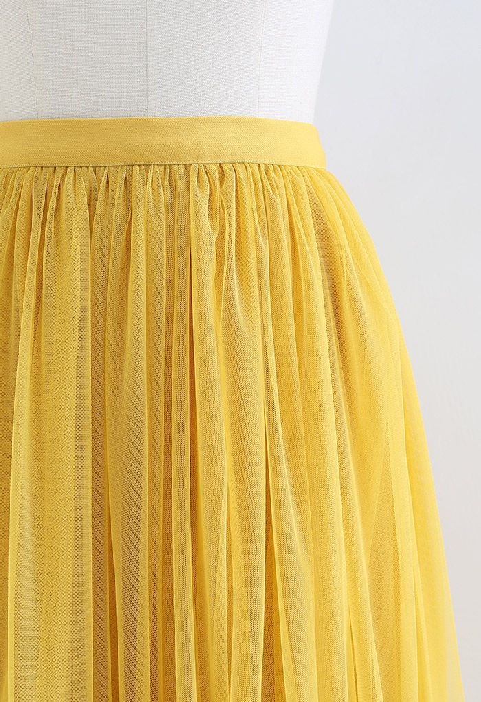 Je ne peux pas lacher prise Maille Tulle Jupe en Jaune