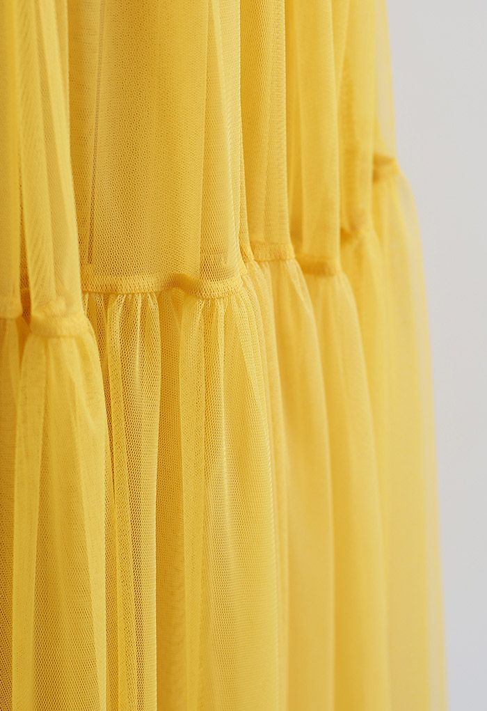 Je ne peux pas lacher prise Maille Tulle Jupe en Jaune