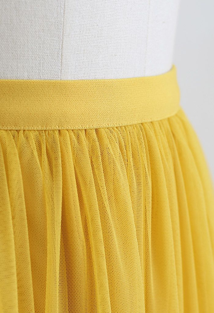 Je ne peux pas lacher prise Maille Tulle Jupe en Jaune