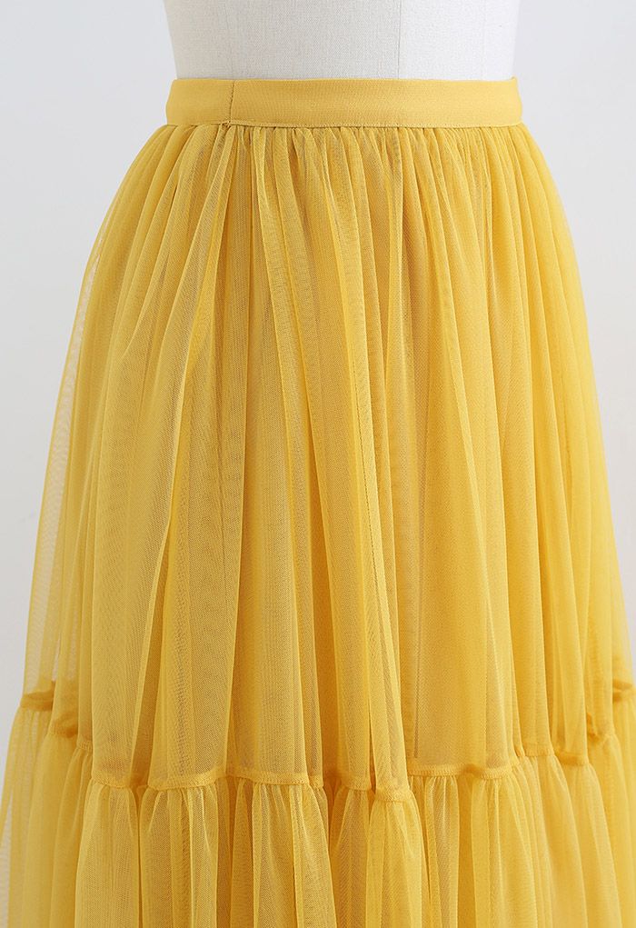 Je ne peux pas lacher prise Maille Tulle Jupe en Jaune