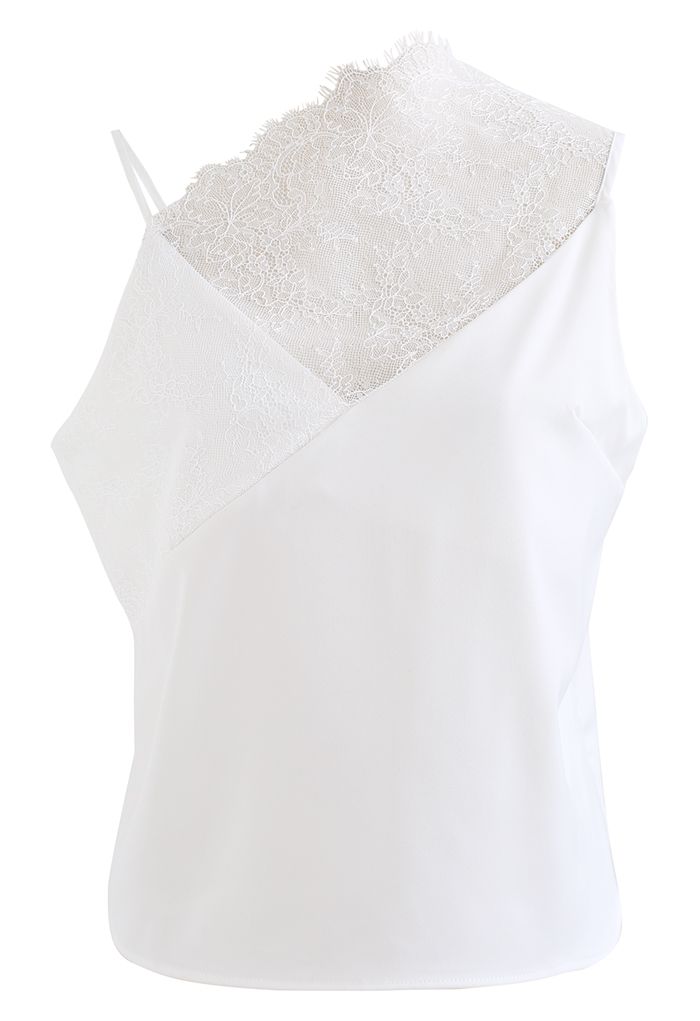 Nifty Dentelle Épissé Cami Top en Blanc