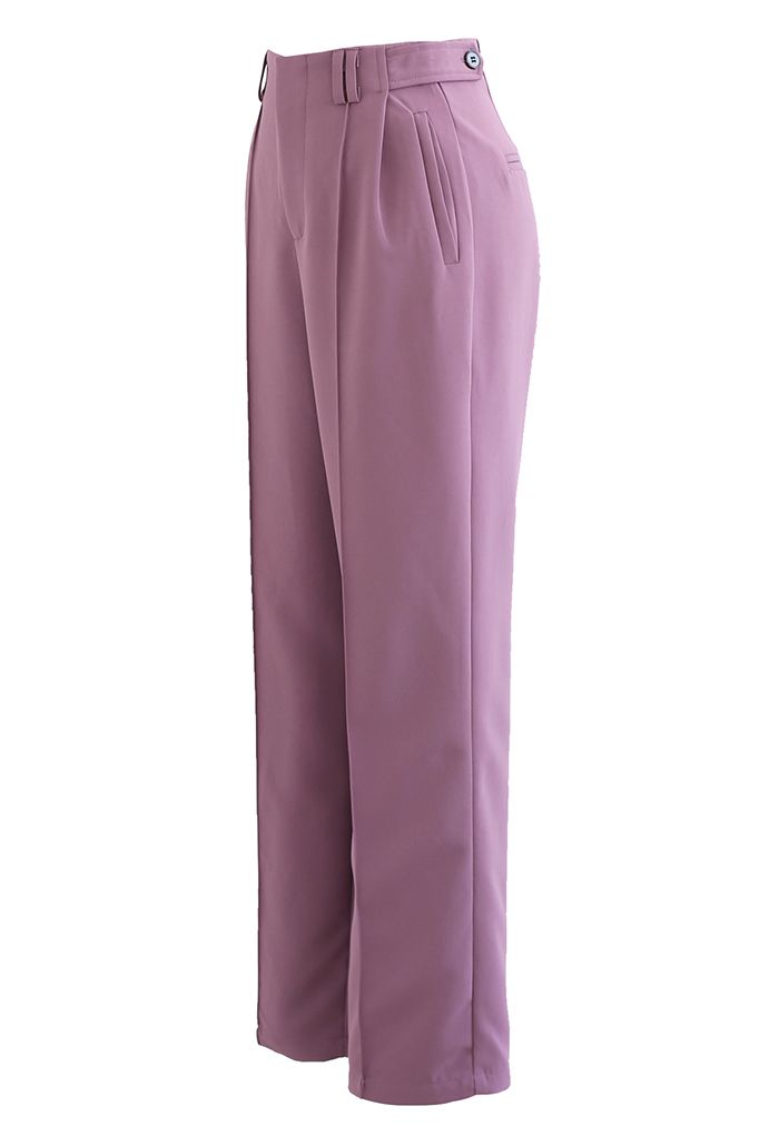 Pantalon coupe droite à taille boutonnée Simplicity en violet