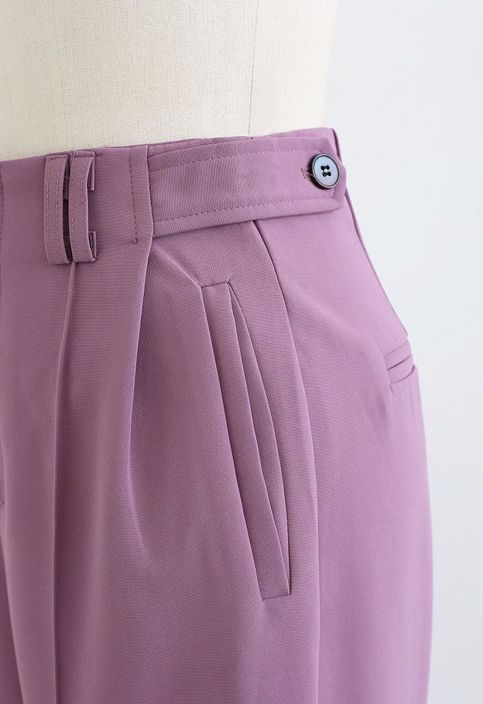 Pantalon coupe droite à taille boutonnée Simplicity en violet