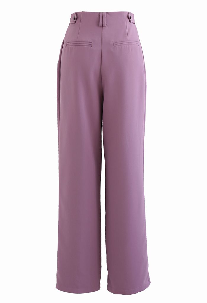 Pantalon coupe droite à taille boutonnée Simplicity en violet