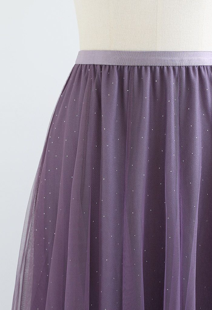 Jupe en tulle décorée de cristaux Rambling en violet