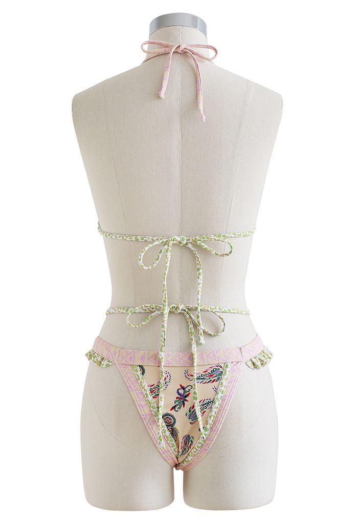 Ensemble de bikini Boho Bohème Attache-String en jaune clair