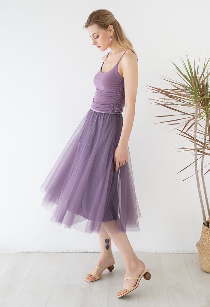 Jupe en tulle décorée de cristaux Rambling en violet