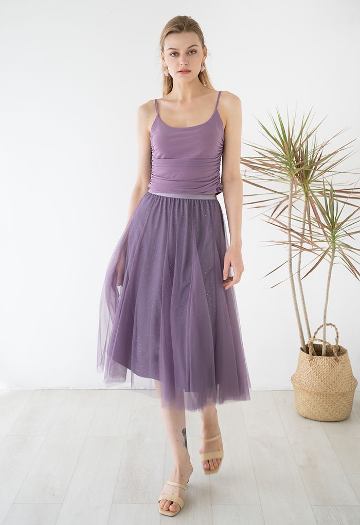 Jupe en tulle décorée de cristaux Rambling en violet