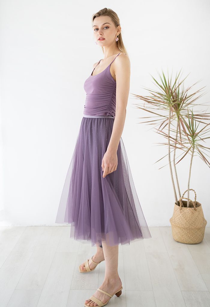 Jupe en tulle décorée de cristaux Rambling en violet