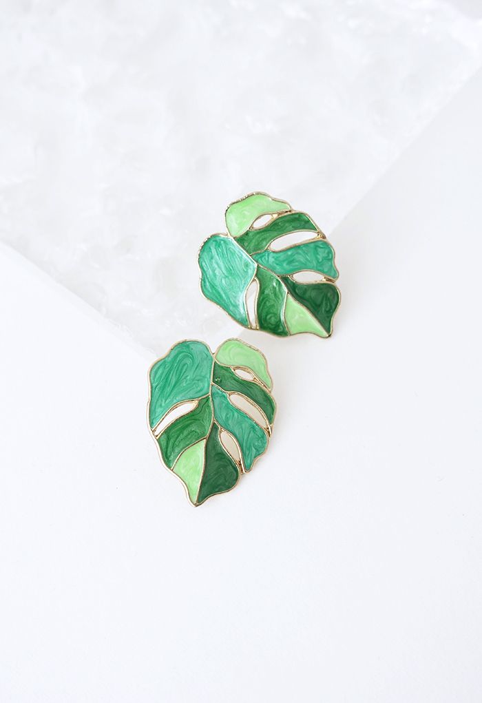 Boucles d'Oreilles Feuille de Verdure