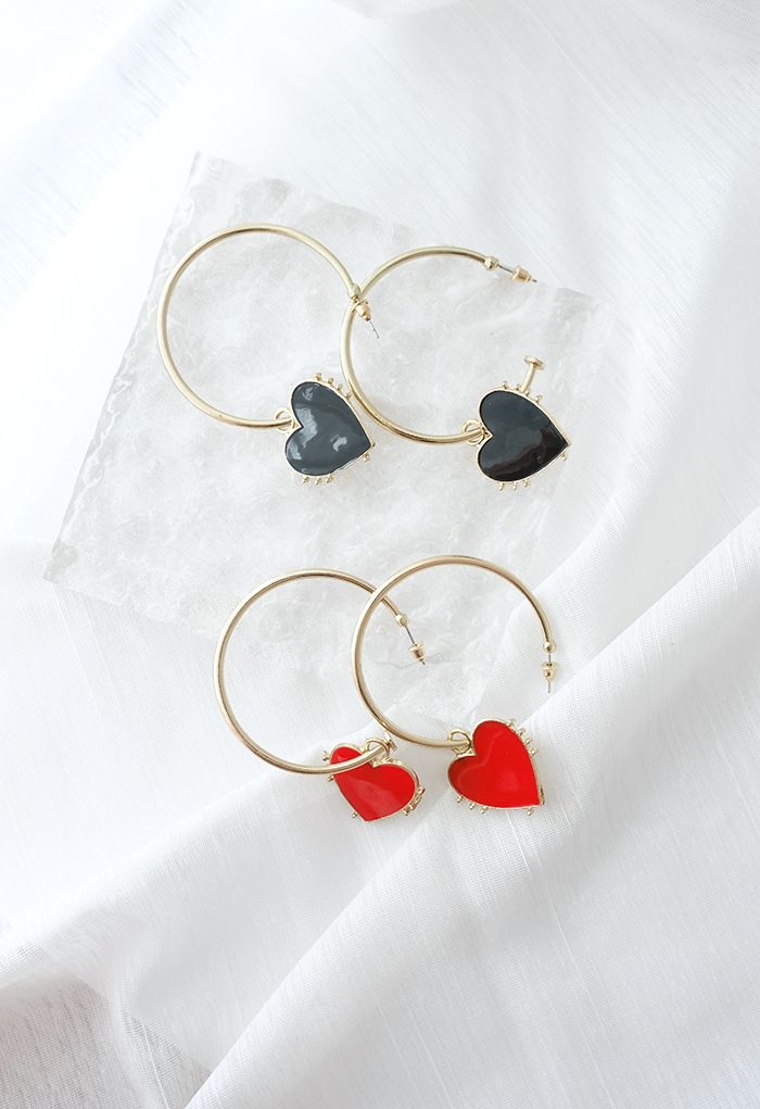 Boucles d'oreilles créoles dorées en forme de coeur