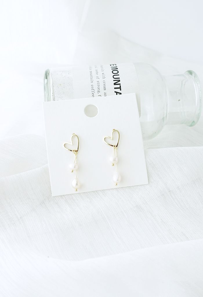 Boucles d'Oreilles Perlées Coeur Creux