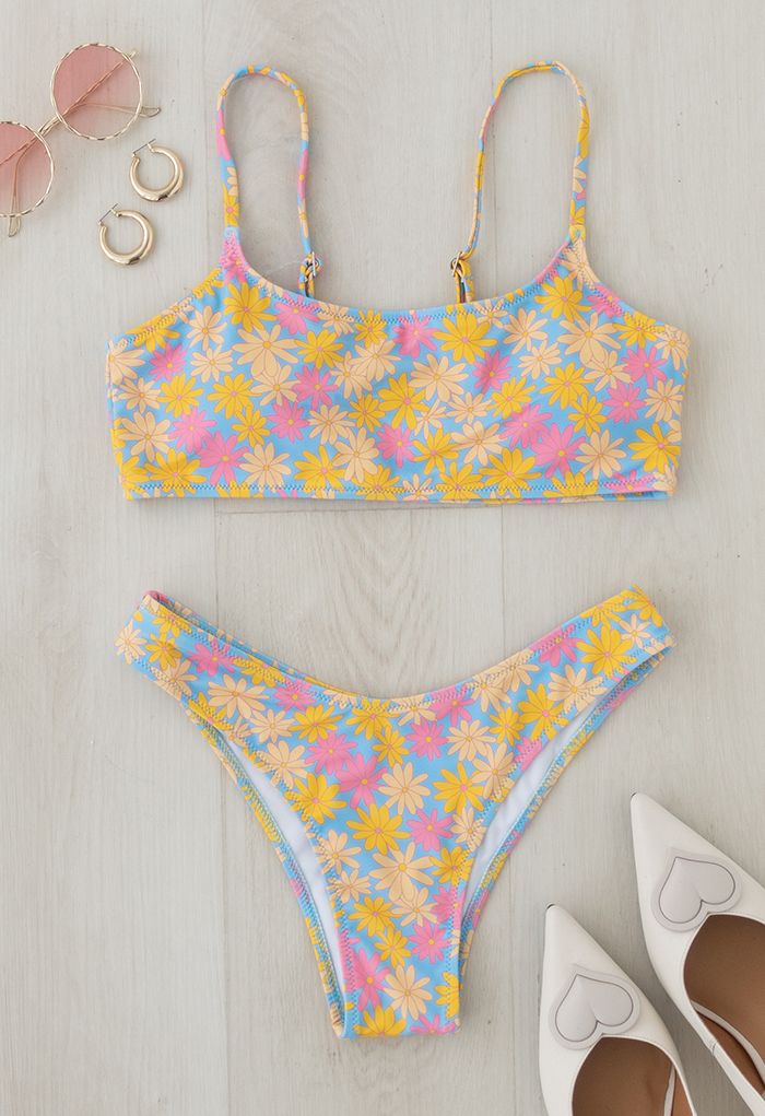 Ensemble de bikini camisole à imprimé marguerites d'été