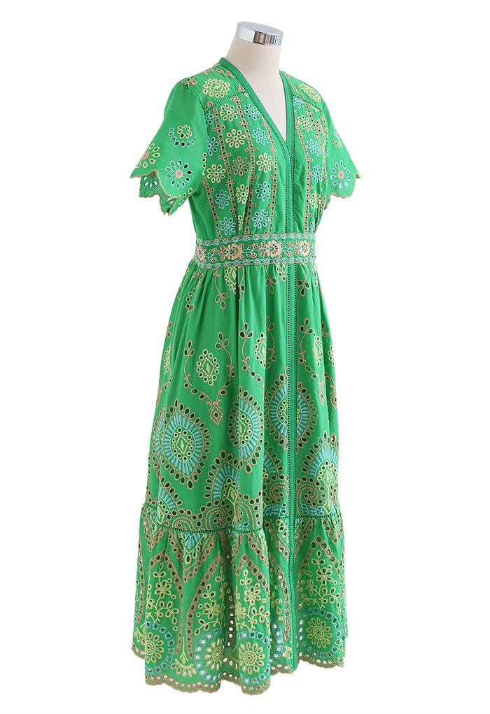 Robe mi-longue brodée Exotic Day Cutwork