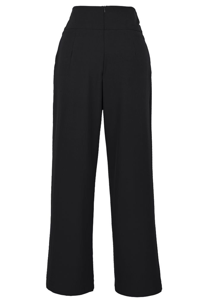 Pantalon large à taille découpée en noir