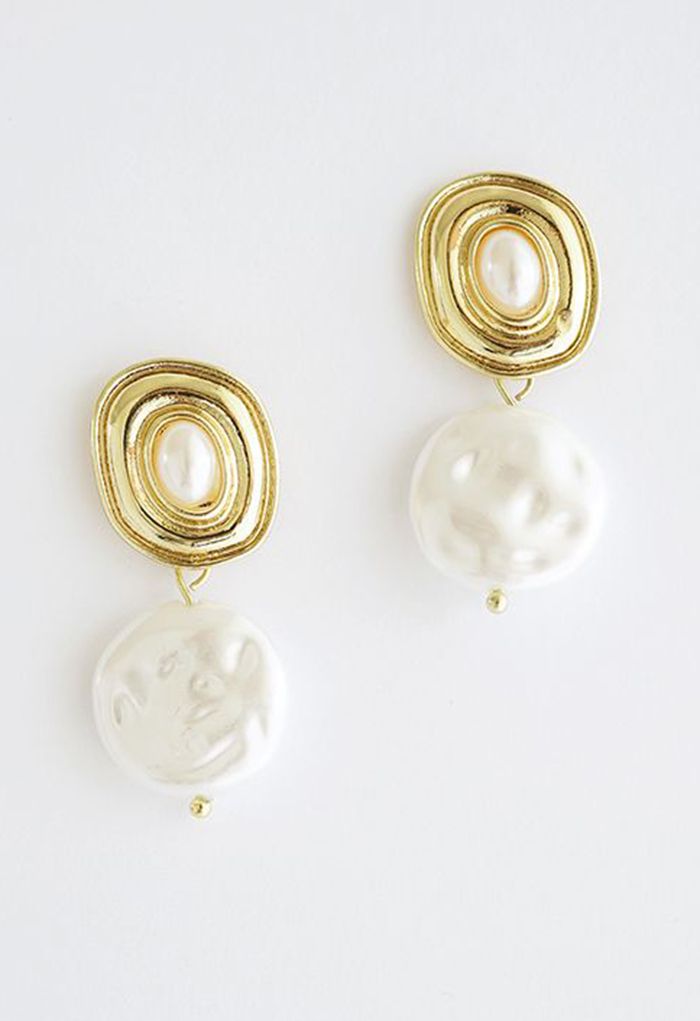 Pendants d'oreilles coquillages et perles blanches