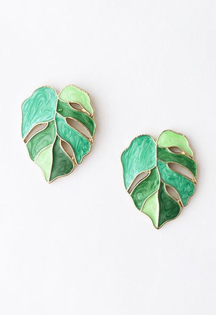 Boucles d'Oreilles Feuille de Verdure