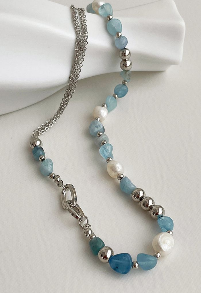 Collier de perles d'eau douce en cristal baroque