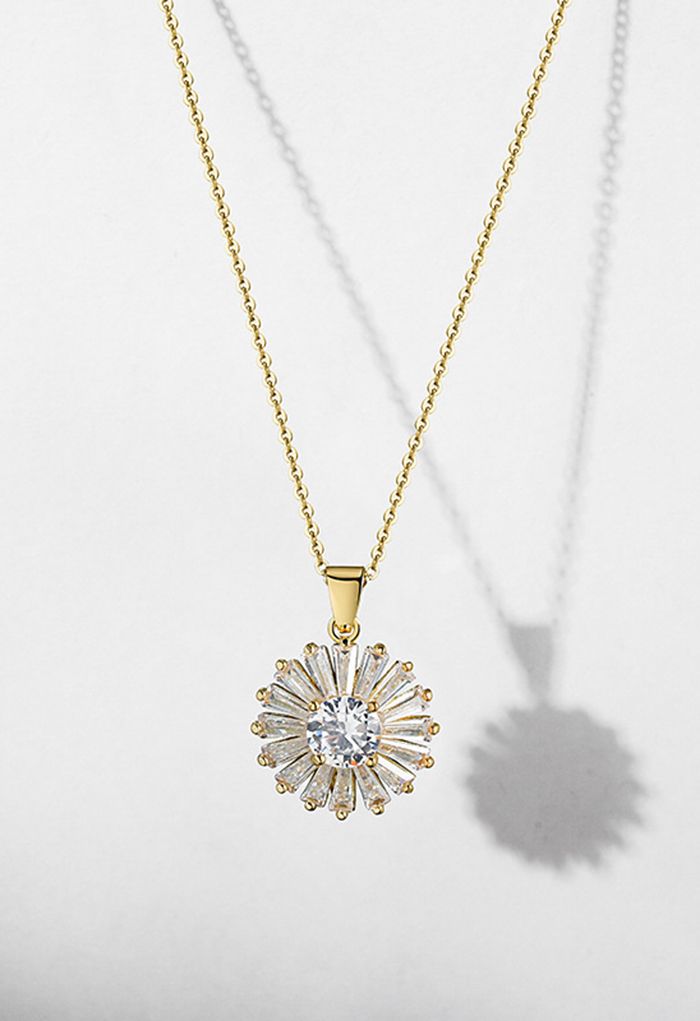 Collier Clavicule Floral Zircon Scintillant