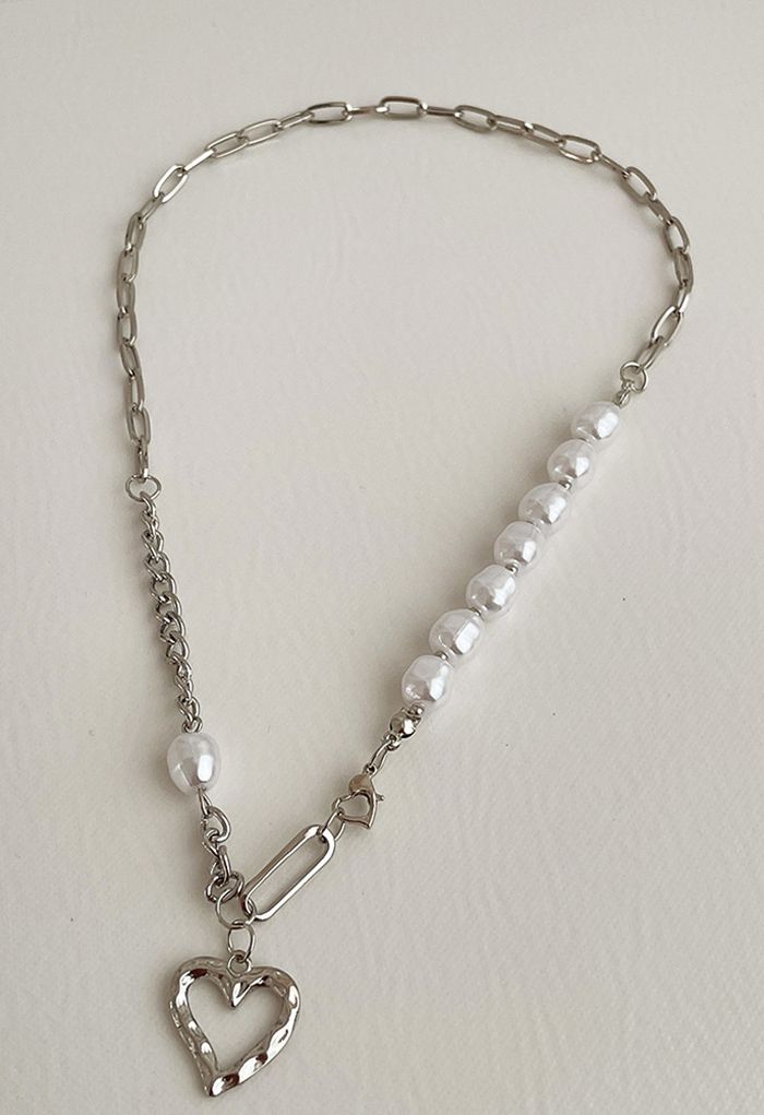 Collier de perles épissé coeur creux