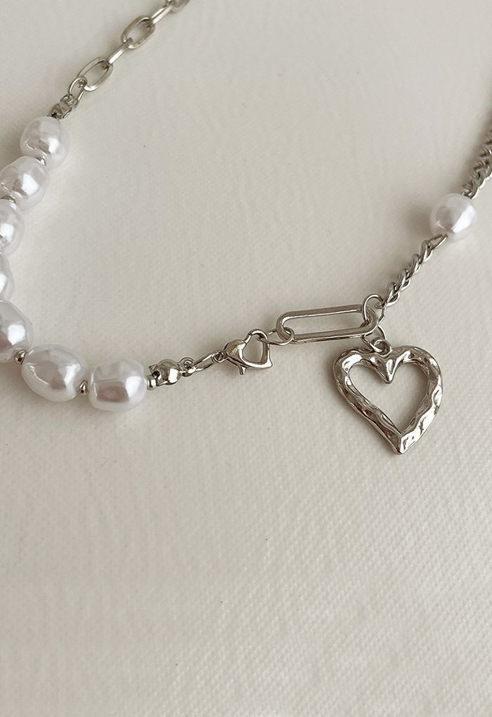 Collier de perles épissé coeur creux