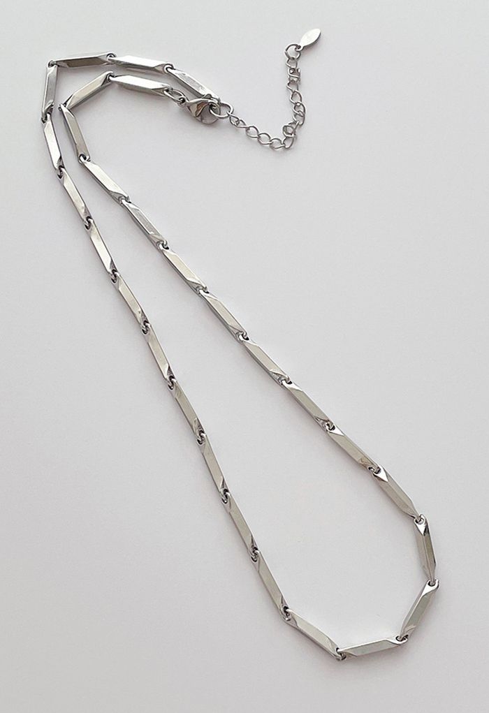 Collier de clavicule en métal en acier inoxydable en forme de bambou