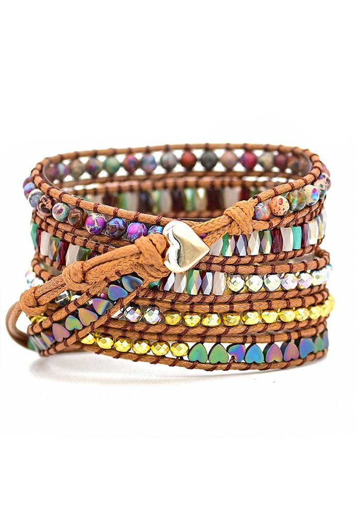 Bracelet de montre tissé multi pierres