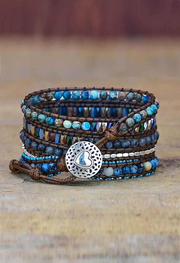 Bracelet de montre tendance en pierre naturelle bleue