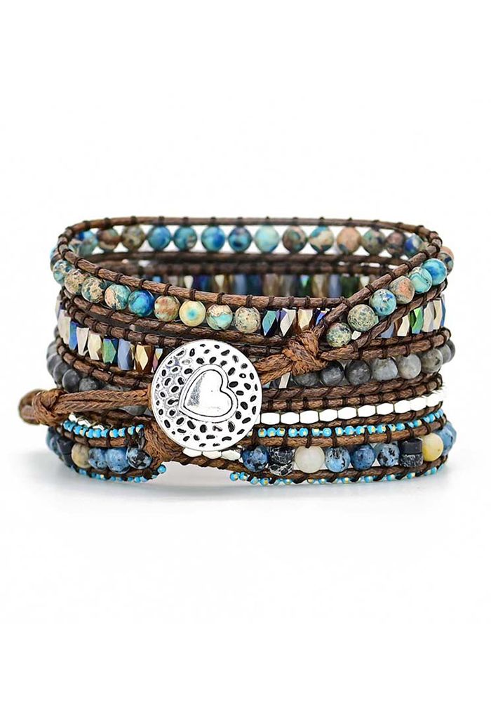 Bracelet de montre tendance en pierre naturelle bleue