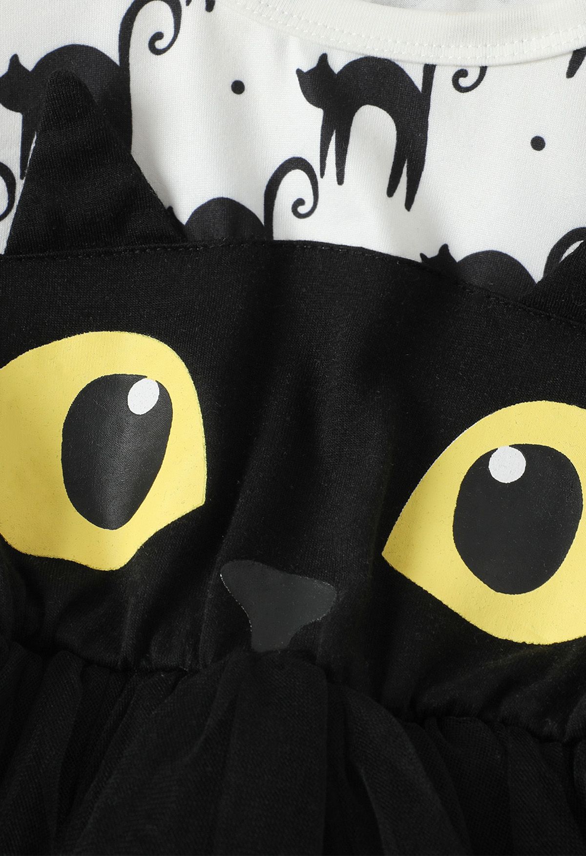 Robe épissée en tulle à volants Black Owl pour enfants en blanc