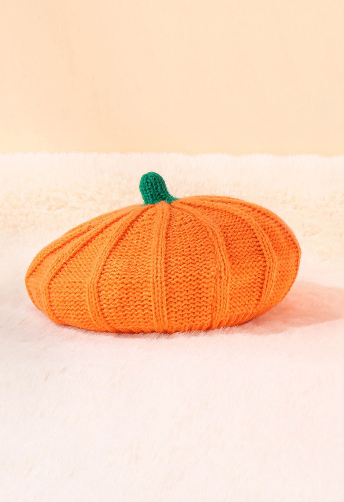 Chapeau Béret en Tricot de Citrouille d'Halloween