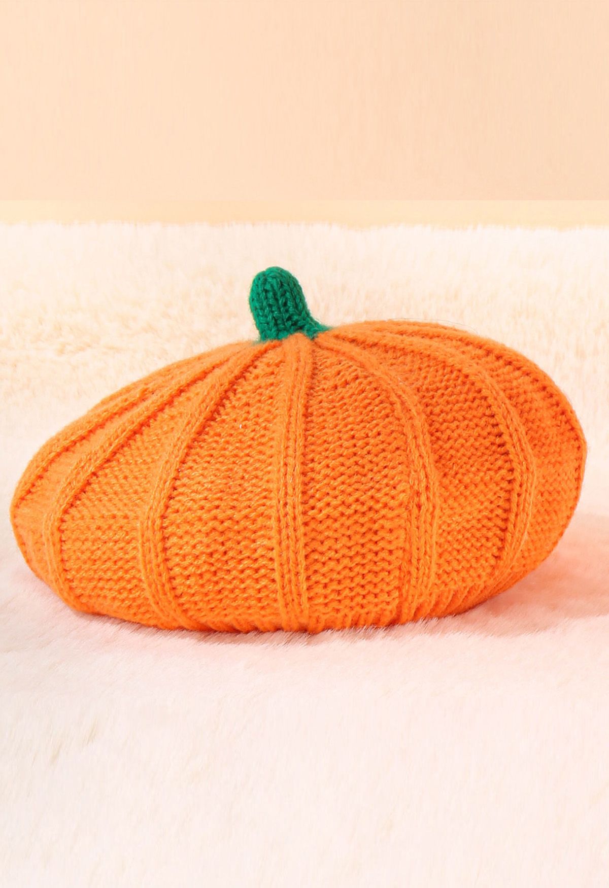 Chapeau Béret en Tricot de Citrouille d'Halloween