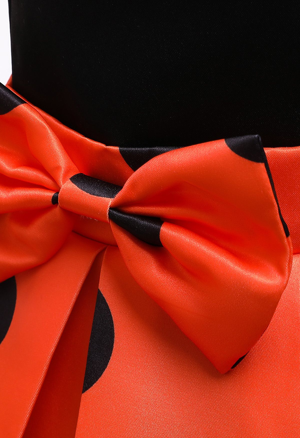 Robe de Princesse Plissée Bowknot à Pois en Orange