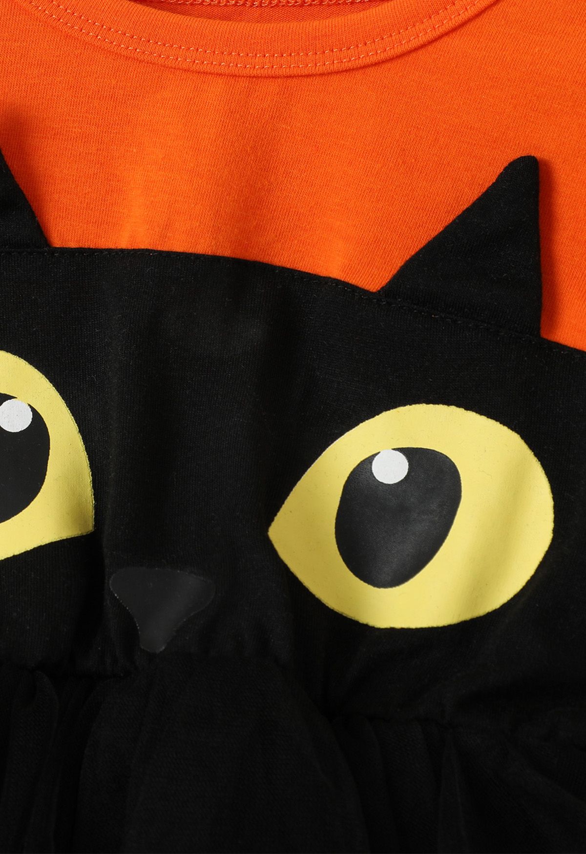 Robe épissée en tulle à volants Black Owl pour enfants en orange