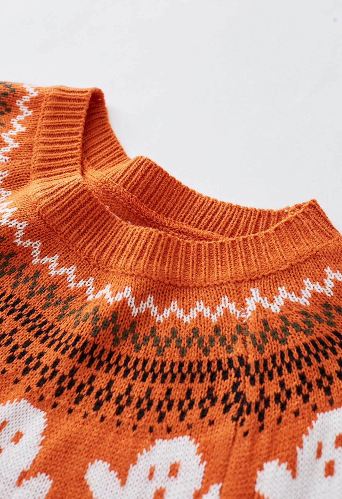 Joli Pull en Tricot à Manches Longues Fantôme en Orange