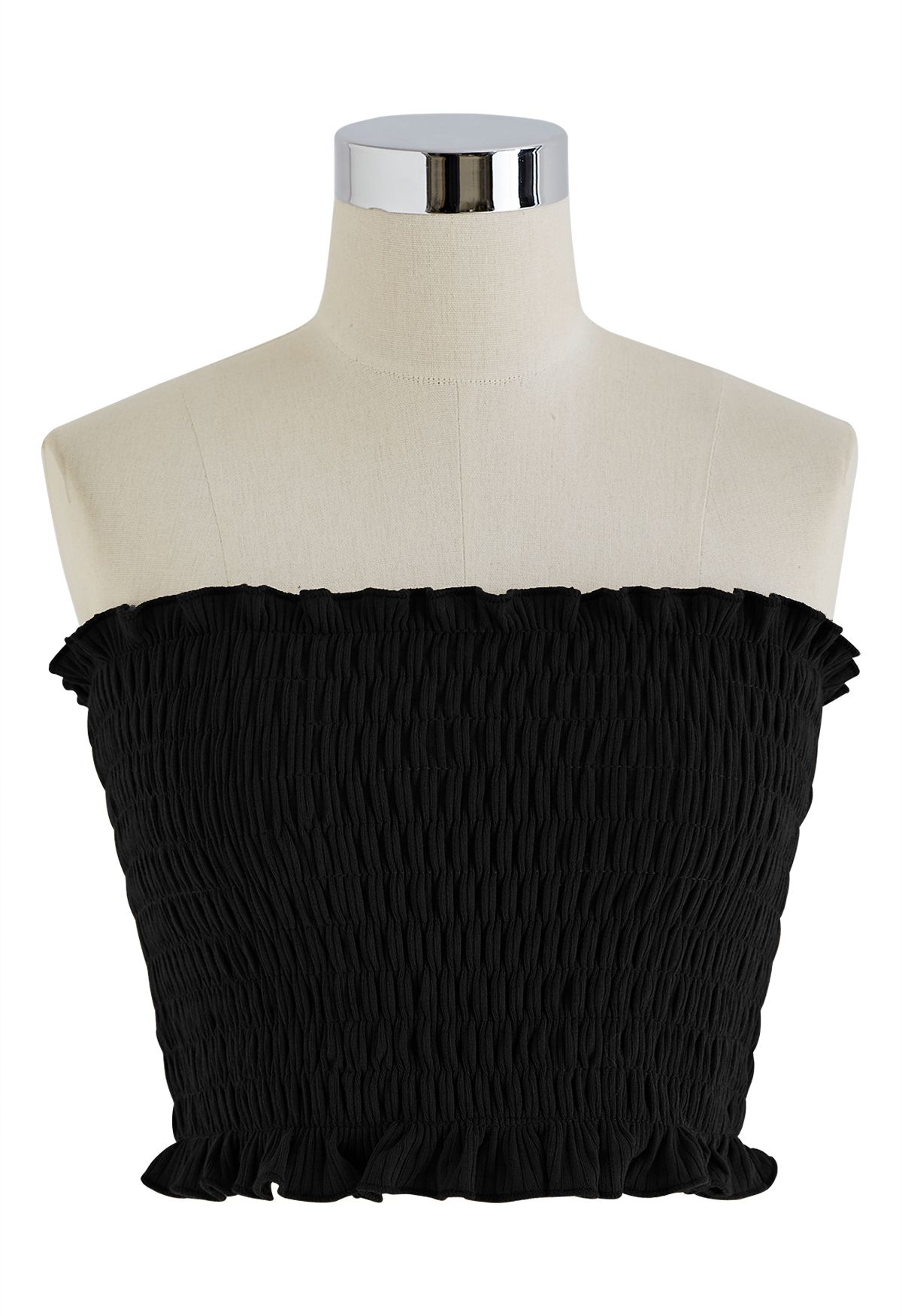 Ensemble bustier tubulaire froncé à volants et cardigan en noir