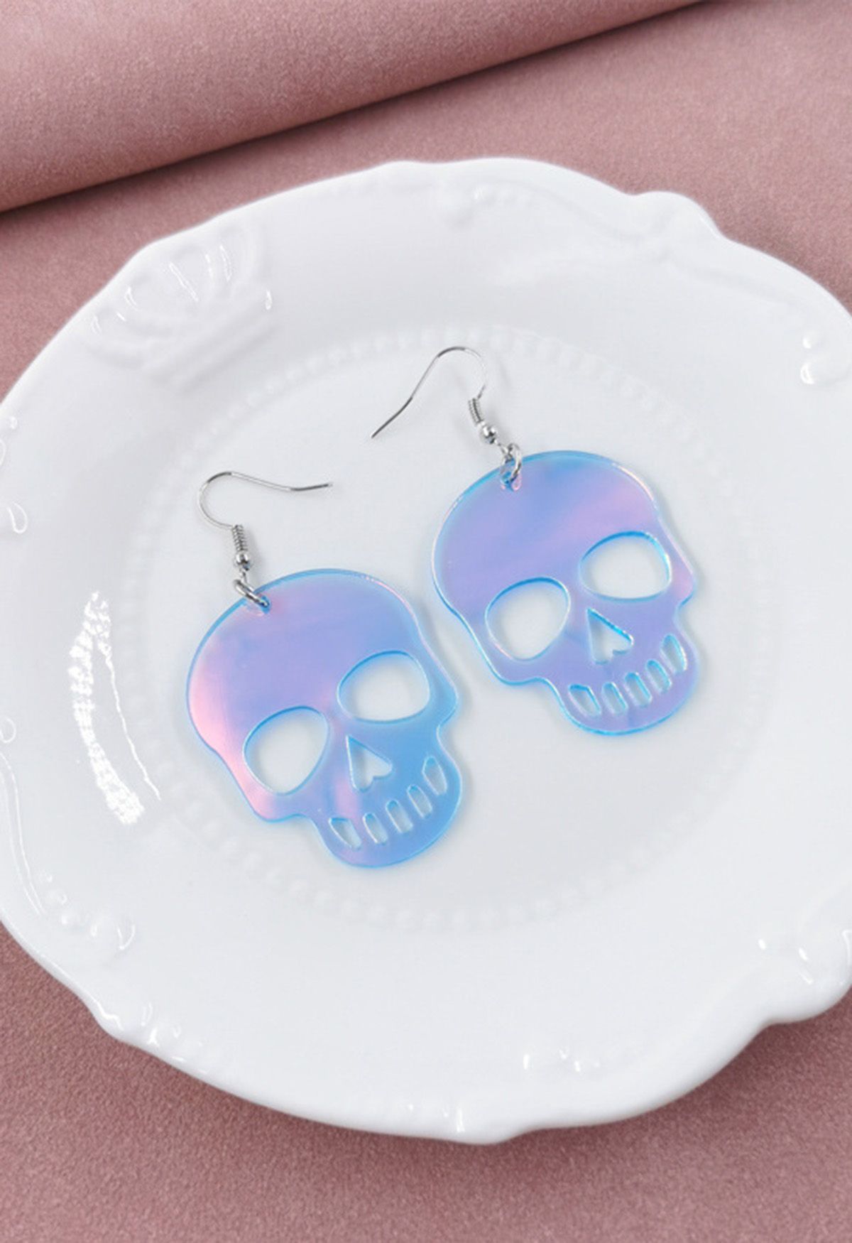 Boucles d'Oreilles Translucides Skull Laser Color