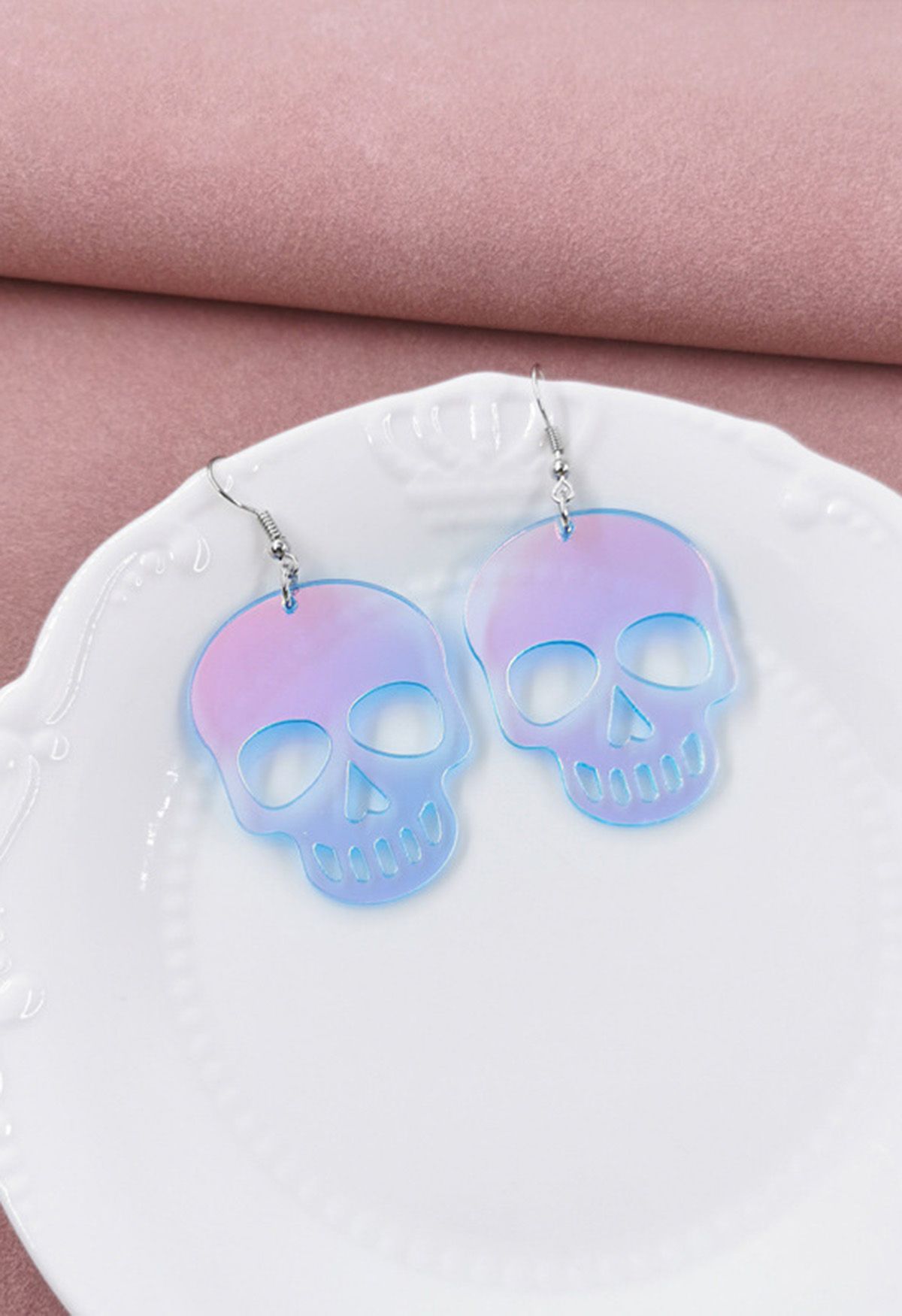 Boucles d'Oreilles Translucides Skull Laser Color