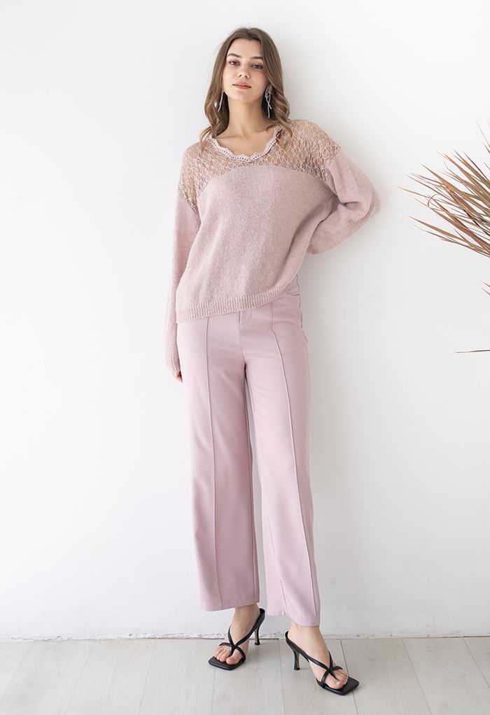 Pantalon décontracté de couleur unie Breezy en rose