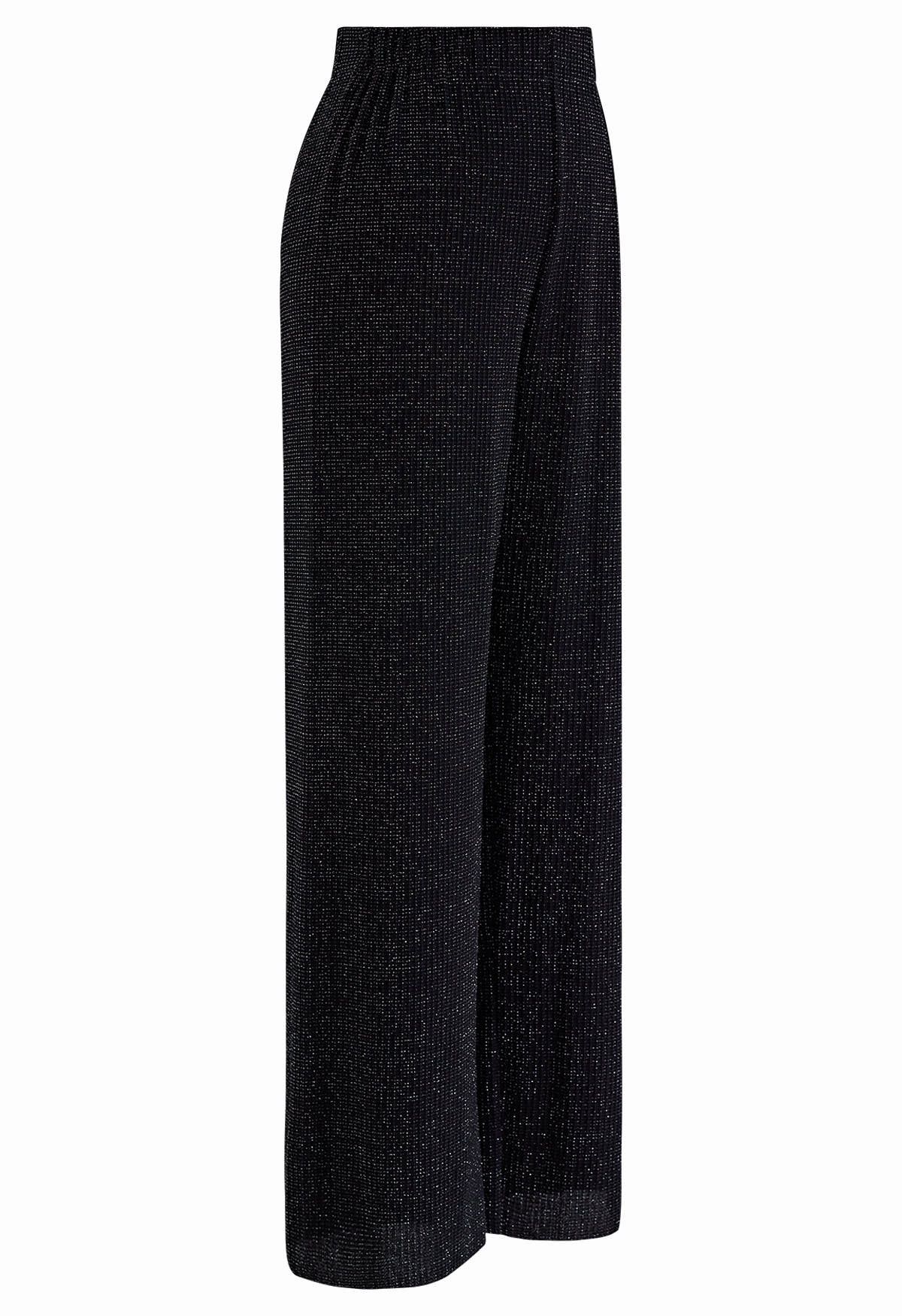 Pantalon droit noir scintillant de minuit