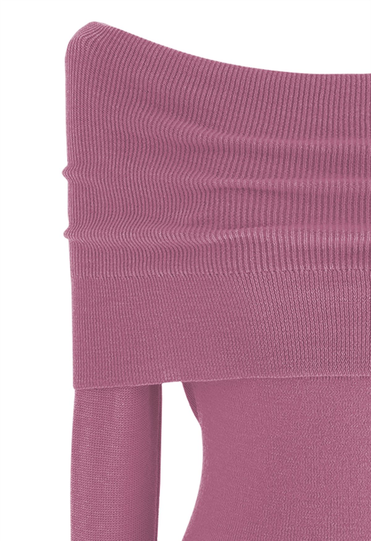 Haut en tricot à épaules dénudées et replié en rose