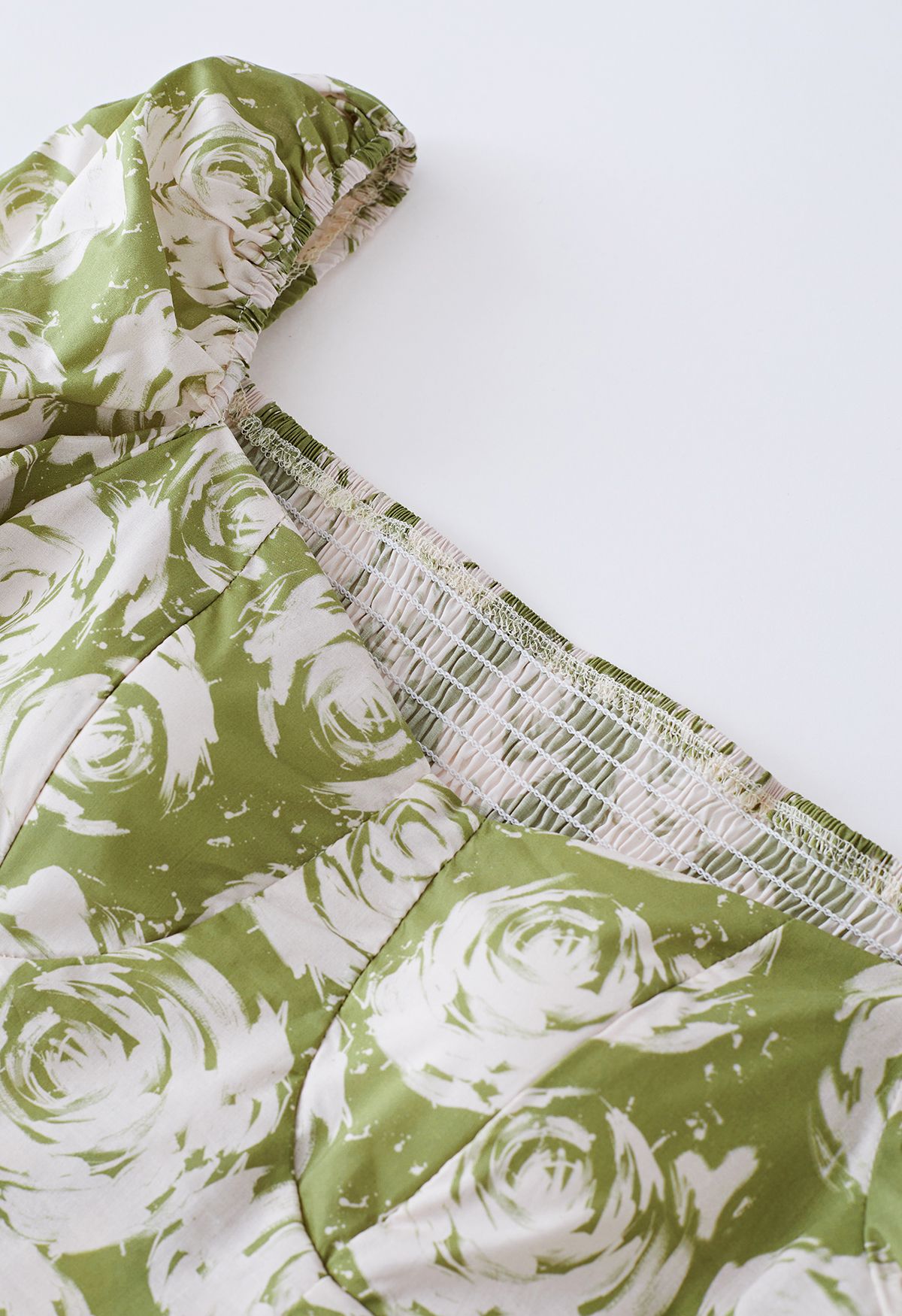 Crop top Vintage Rose Sweetheart en vert mousse