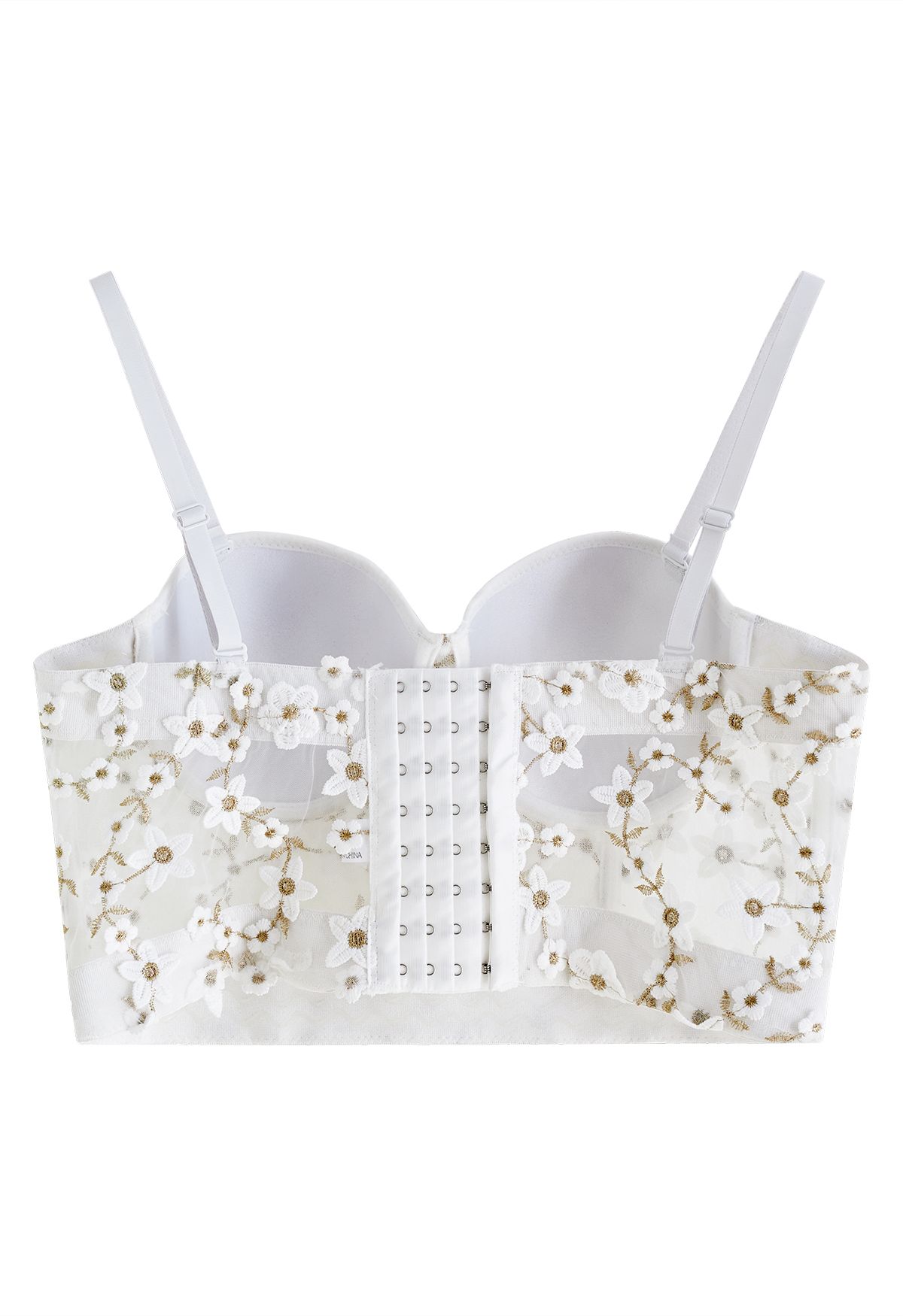 Haut Bustier Corset Fleuret Brodé en Blanc